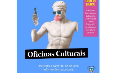Oficinas Culturais gratuitas recebem inscrições a partir de segunda-feira