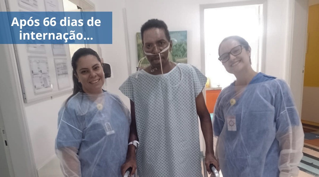 Após 66 dias de internação, paciente que sofreu queimaduras graves recebe alta hospitalar