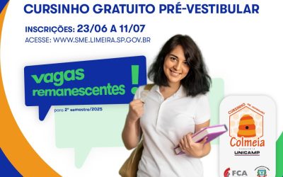 Inscrições abertas para cursinho pré-vestibular gratuito