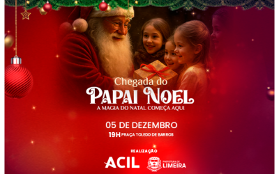 Chegada do Papai Noel será no dia 5 de dezembro, às 19h, na Praça Toledo Barros